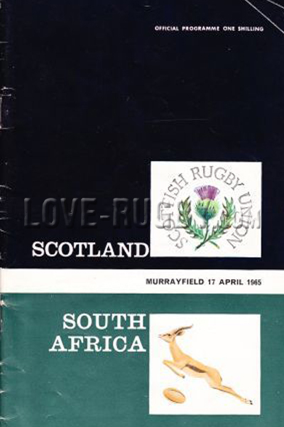 1965 Scotland v South Africa  Rugby Programme